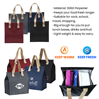 Insulated Thermal Polyester Lunch Bag - Dark Grey GTBG77 - Image 2