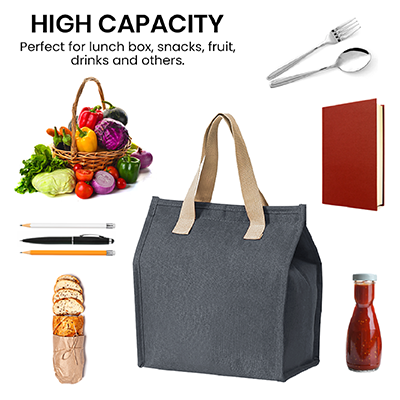 Insulated Thermal Polyester Lunch Bag - Dark Grey GTBG77 - Image 5