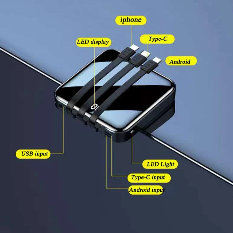 20000mah Powerbank With Phone Holder - Black