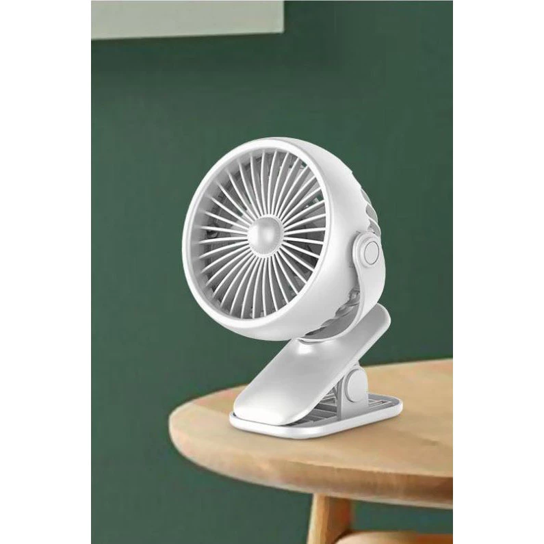 Adjustable Cooling Fan With Small Clip - White