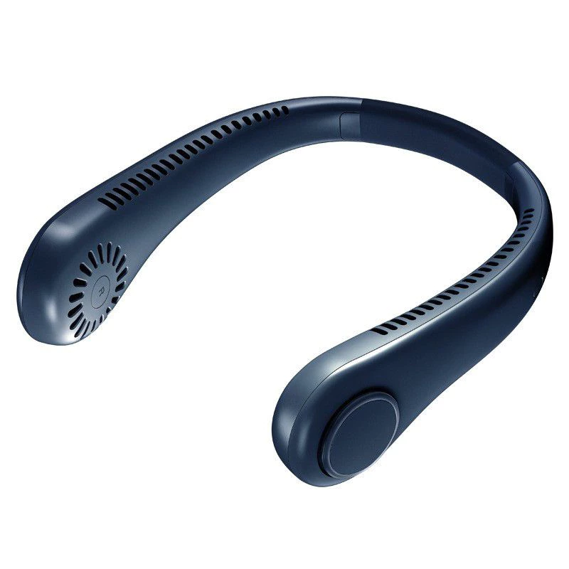 Neck Fan Bladeless Cooling USB Rechargeable 3 Wind Speed - Dark Blue