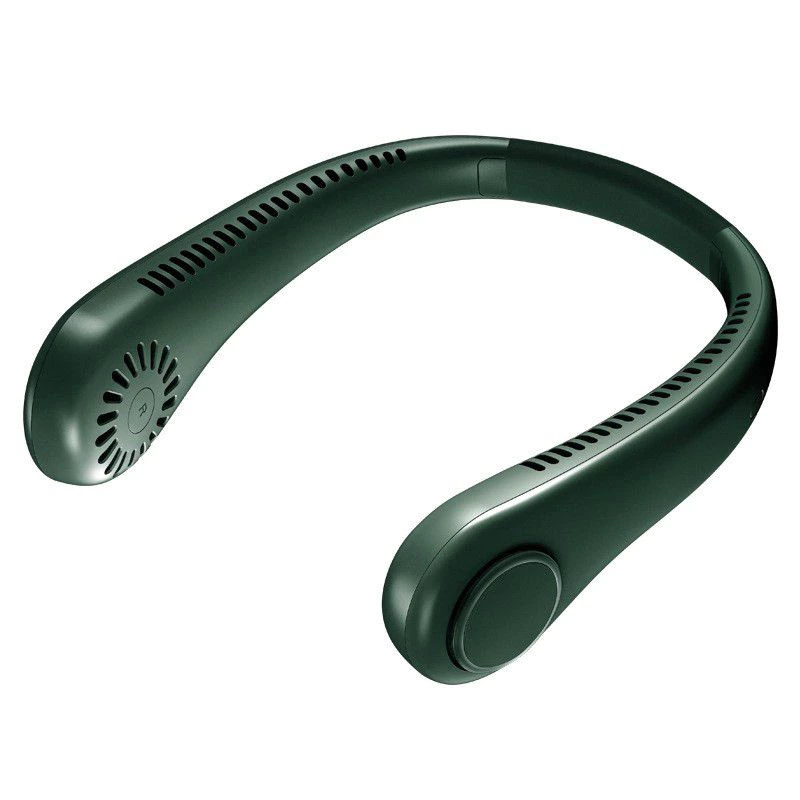 Neck Fan Bladeless Cooling USB Rechargeable 3 Wind Speed - Dark Green