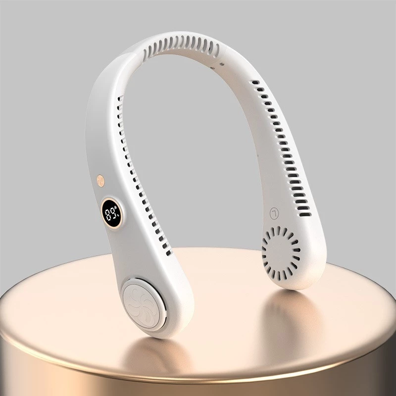 Neck Fan Bladeless Cooling USB Rechargeable 5 Wind Speed - White