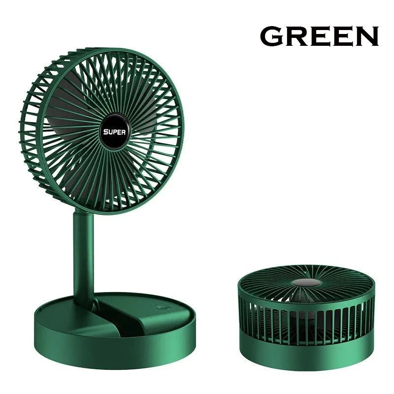 Adjustable Folding Fan – A Compact, USB Rechargeable Cooling Solution for Home, Office, and Desk Use - Dark Green