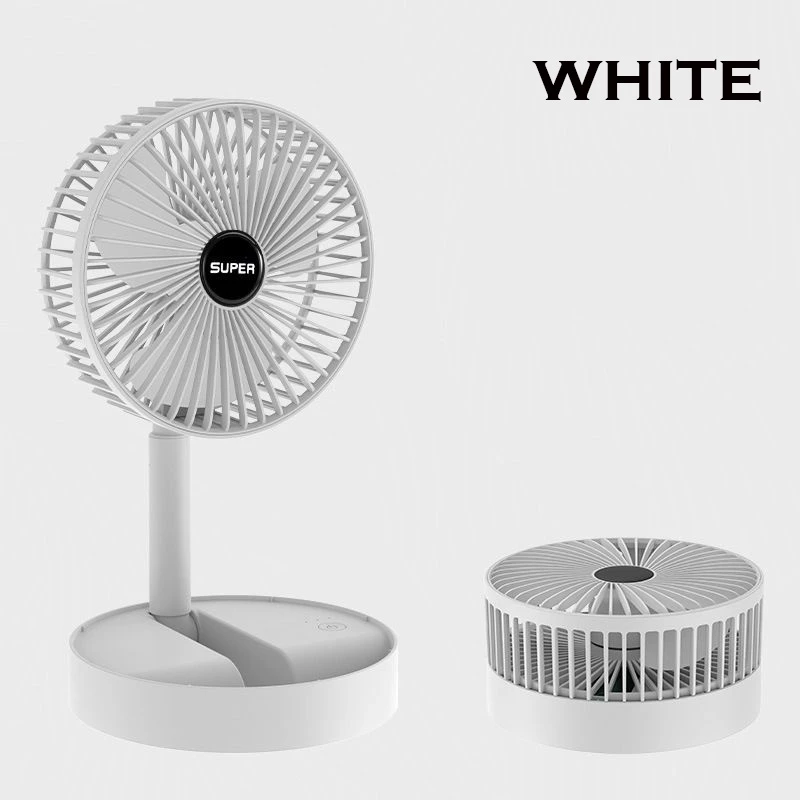Adjustable Folding Fan – A Compact, USB Rechargeable Cooling Solution for Home, Office, and Desk Use - White