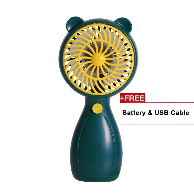Handheld Mini Fan – A compact, USB rechargeable cooling solution perfect for dorm rooms, desks, and other surfaces. - Green