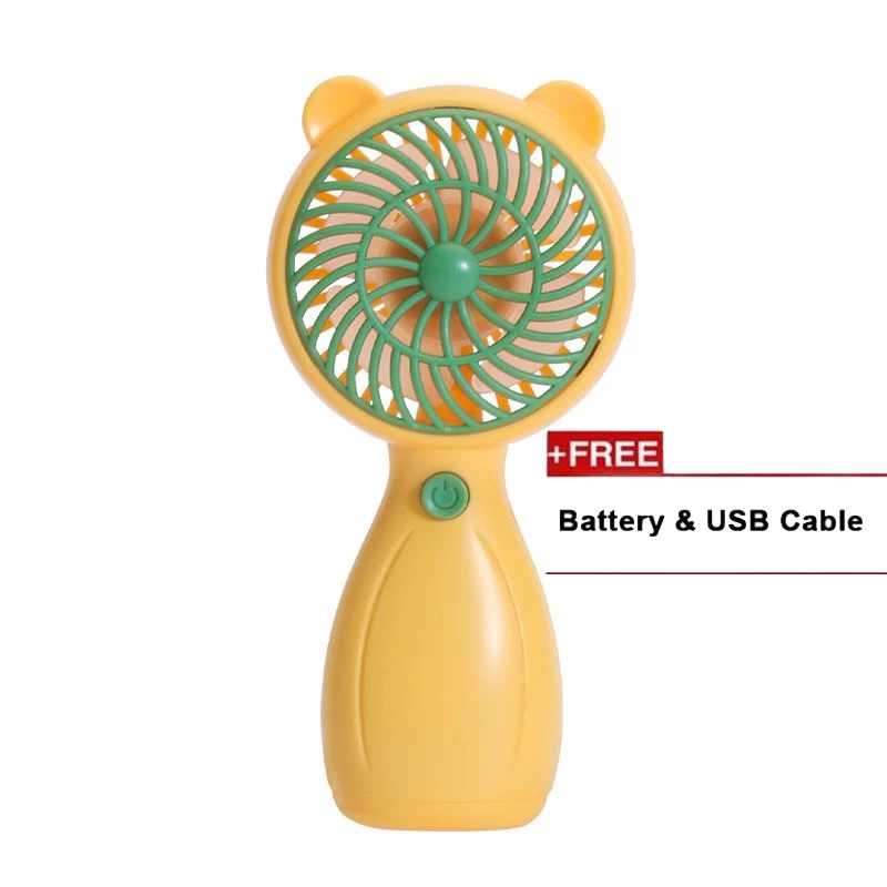 Handheld Mini Fan – A compact, USB rechargeable cooling solution perfect for dorm rooms, desks, and other surfaces. - Yellow