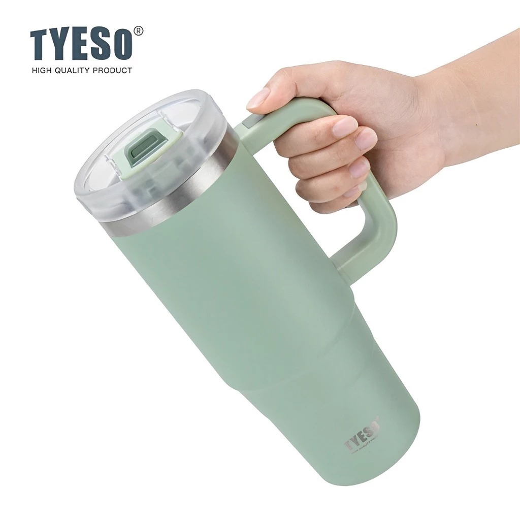 TYESO Keep Cold And Hot Vacuum Insulated Tumbler Water (1200ml) Light Green - Image 5