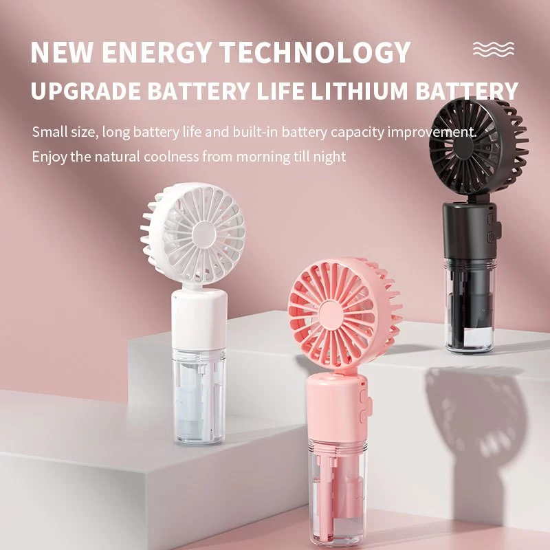 Handheld Spray Fan – 4-speed, portable, USB rechargeable fan with Nanospray - Black