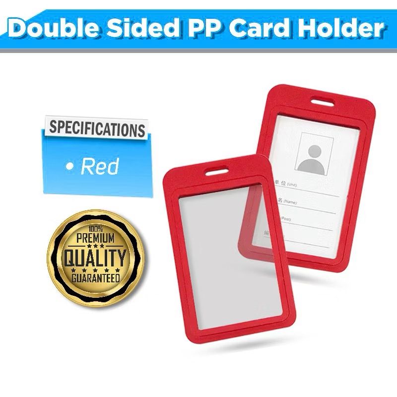 Hard Plastic Vertical ID Card Holder | Durable Badge & Name Label Holder for School & Office Supplies | Double Side