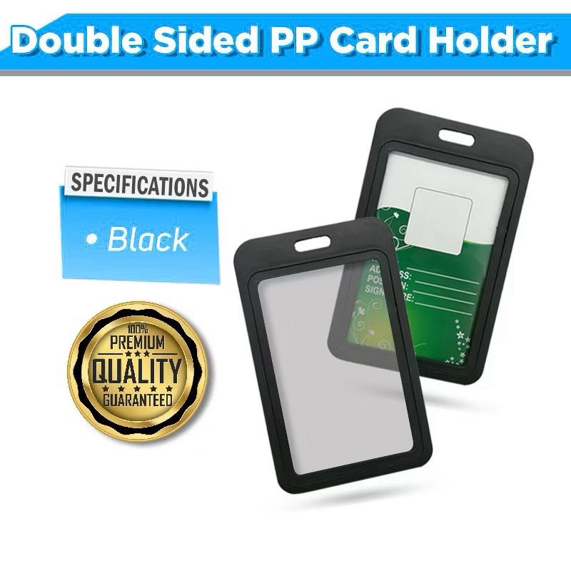 Hard Plastic Vertical ID Card Holder | Durable Badge & Name Label Holder for School & Office Supplies | Double Side