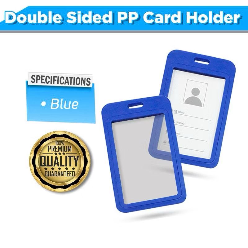 Hard Plastic Vertical ID Card Holder | Durable Badge & Name Label Holder for School & Office Supplies | Double Side