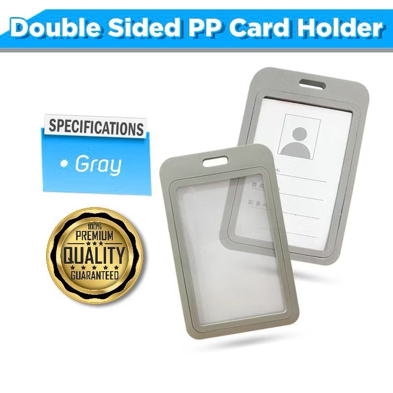 Hard Plastic Vertical ID Card Holder | Durable Badge & Name Label Holder for School & Office Supplies | Double Side
