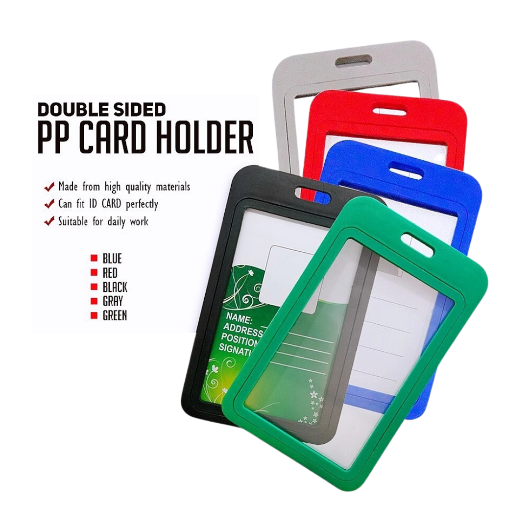 Hard Plastic Vertical ID Card Holder | Durable Badge & Name Label Holder for School & Office Supplies | Double Side