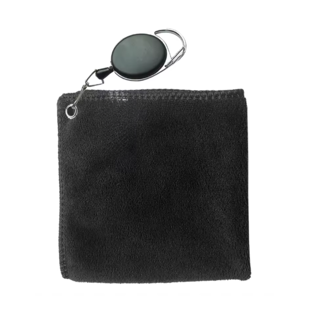 Golf Ball Towel with Hook - Black