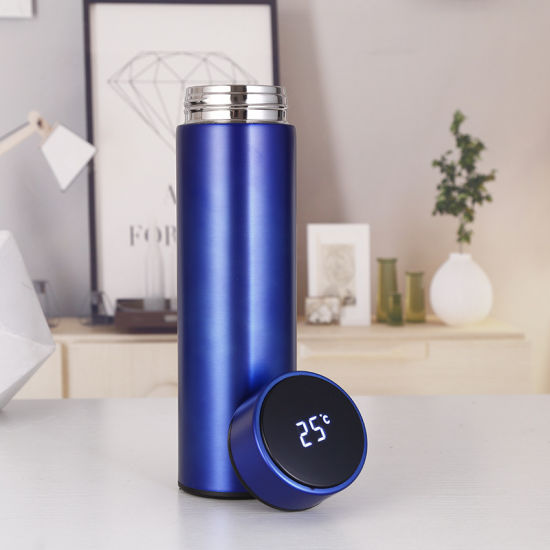 LED Display Vacuum Thermal Flask (500ml) - Dark Blue