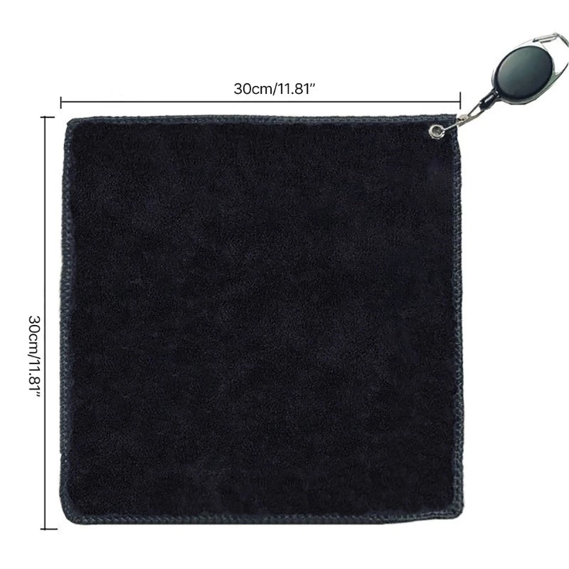 Golf Ball Towel with Hook - Black