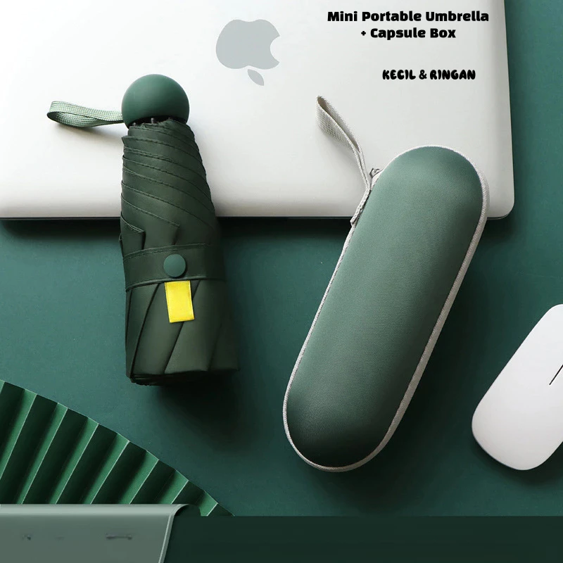 Mini Capsule Umbrella - Khaki White - Image 3