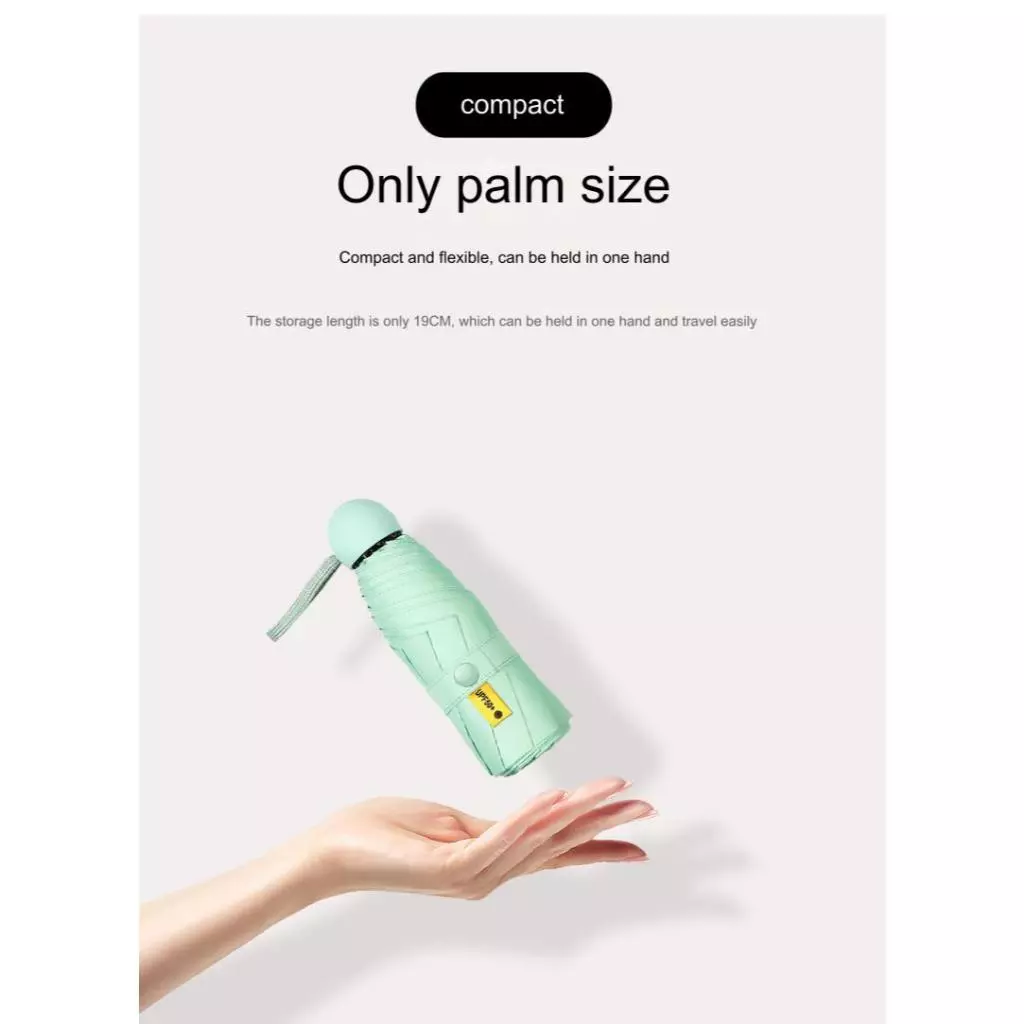 Mini Capsule Umbrella - Khaki White - Image 4