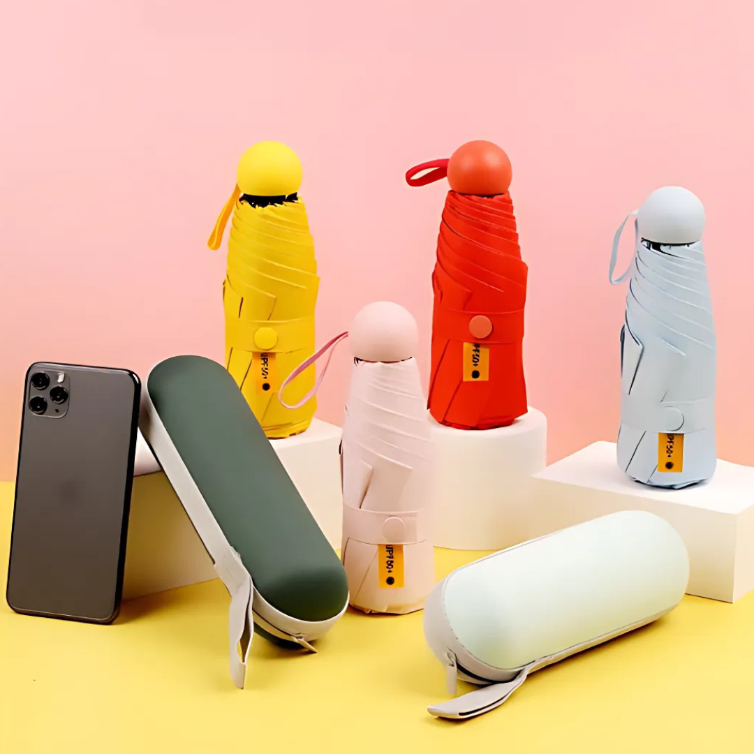 Mini Capsule Umbrella - Khaki White