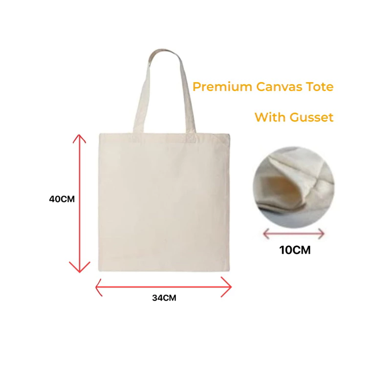Canvas Tote Bag 10oz with Gusset 35cm(L) x 40cm(H) x 10cm(D) - Beige
