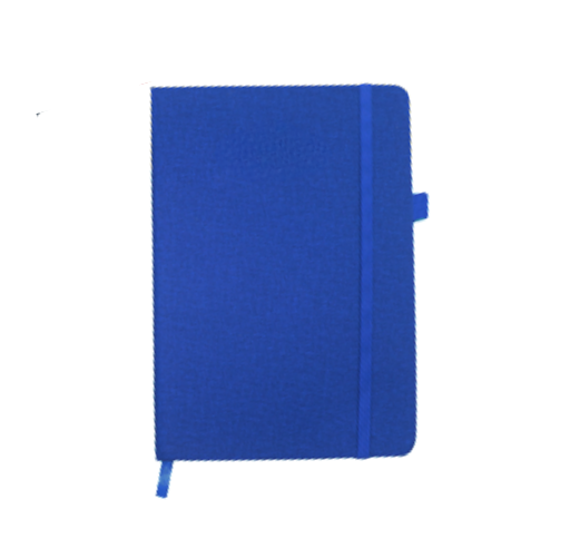 PU Fabric Hard Cover A5 Notebook with Pen Loop - Blue