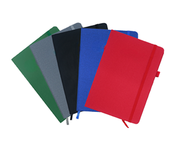 PU Fabric Hard Cover A5 Notebook with Pen Loop - Black - Image 2