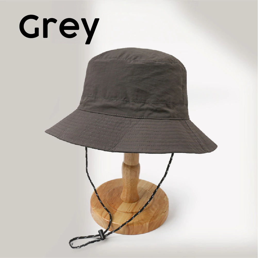 PackMate Foldable Bucket Hat Quick-Dry Waterproof Bucket Hat With String - Grey