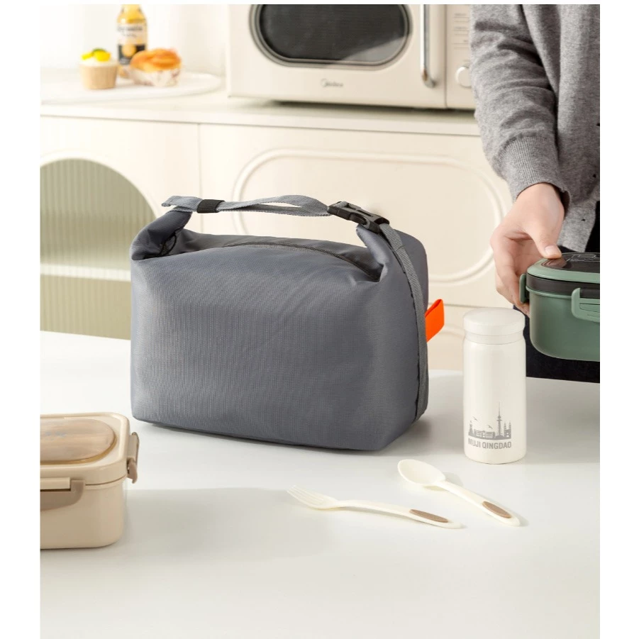 Oxford Insulated Lunch Bag – Waterproof & Heat-Preserving - Grey - Image 5