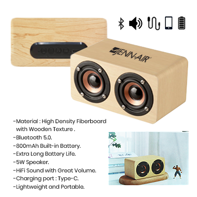 Nelson Wooden Bluetooth Speaker – 800mAh Battery - Light Brown