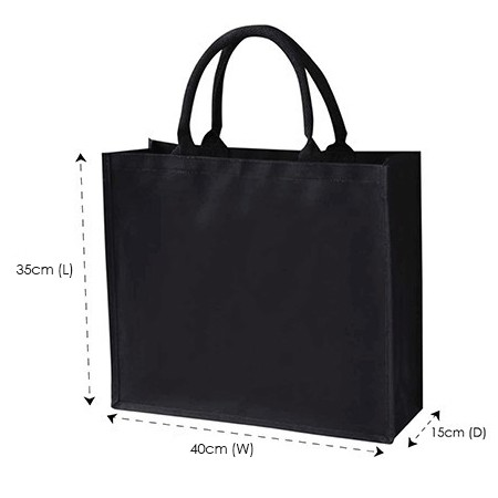 Black Laminated Canvas Bag - 10oz (350x400x150) - Black Handle