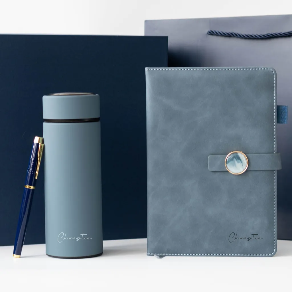 Timeless Notation Kit with Notebook, Pen and Flask - Blue