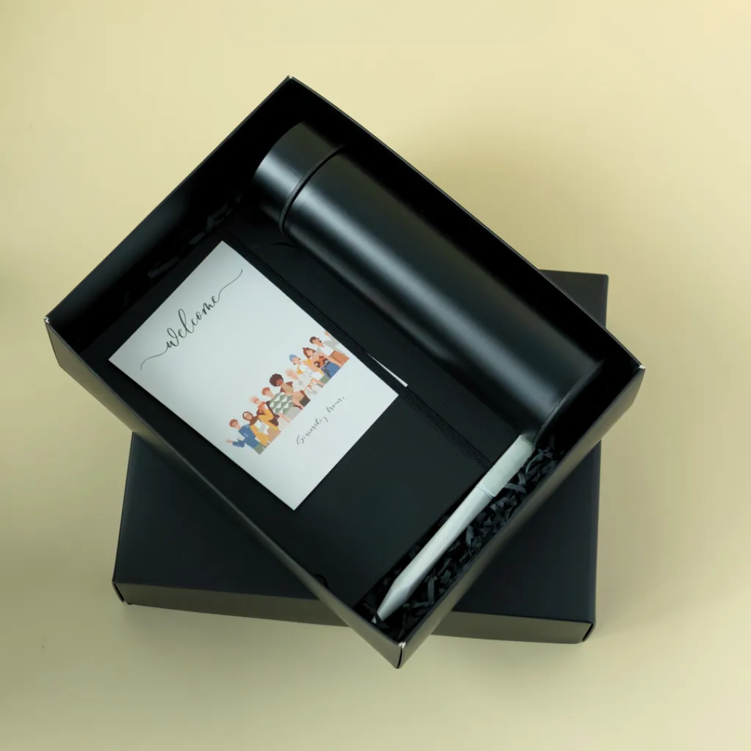 Welcome Gift Set – Thermal Flask, Notebook & Pen