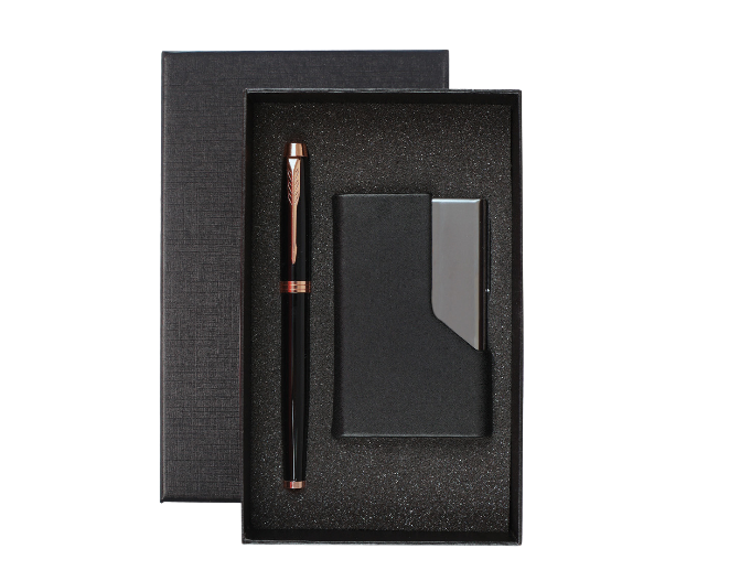 SLEEK Name Card Holder and Pen Set - Black