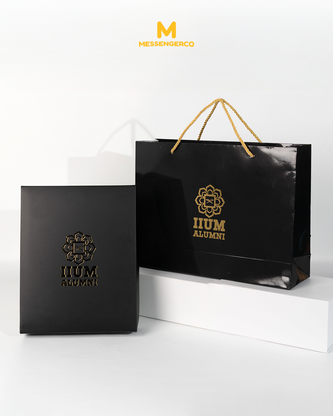 Black & Gold Executive Gift Set – Custom Scarf, Enamel Pin & LED Thermal Flask - Image 2