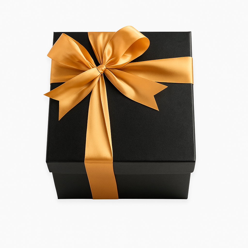 Matte Black Square Artcard Box with Ribbon (22cm x 22cm x 12cm)