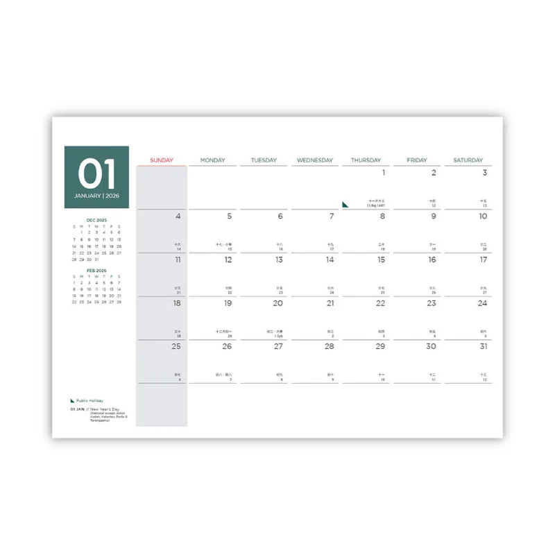 Kalergó - Minimalist Kraft Desk Calendar - Green - Image 2