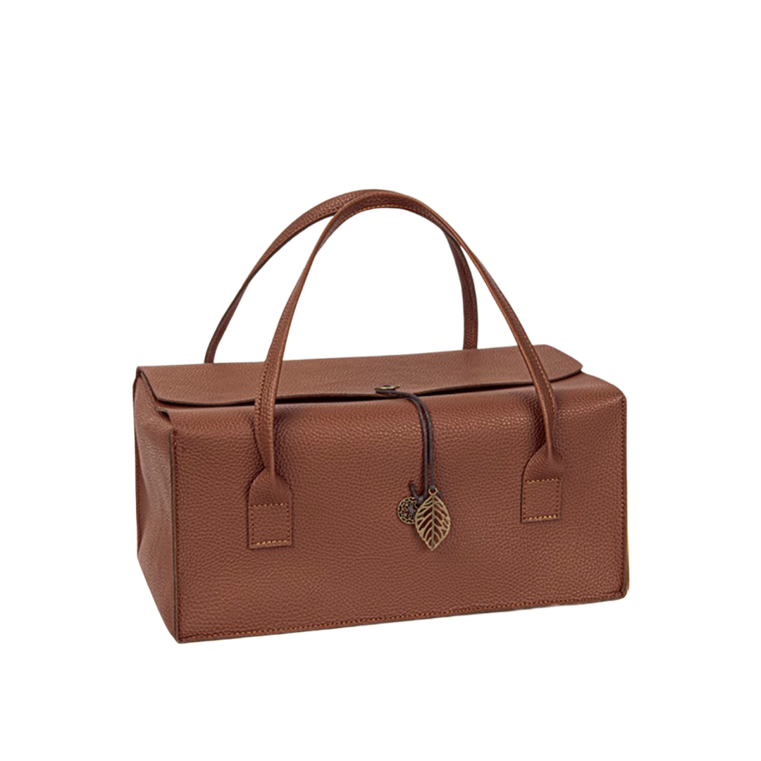 Elegant Faux Leather Wine Gift Box Brown