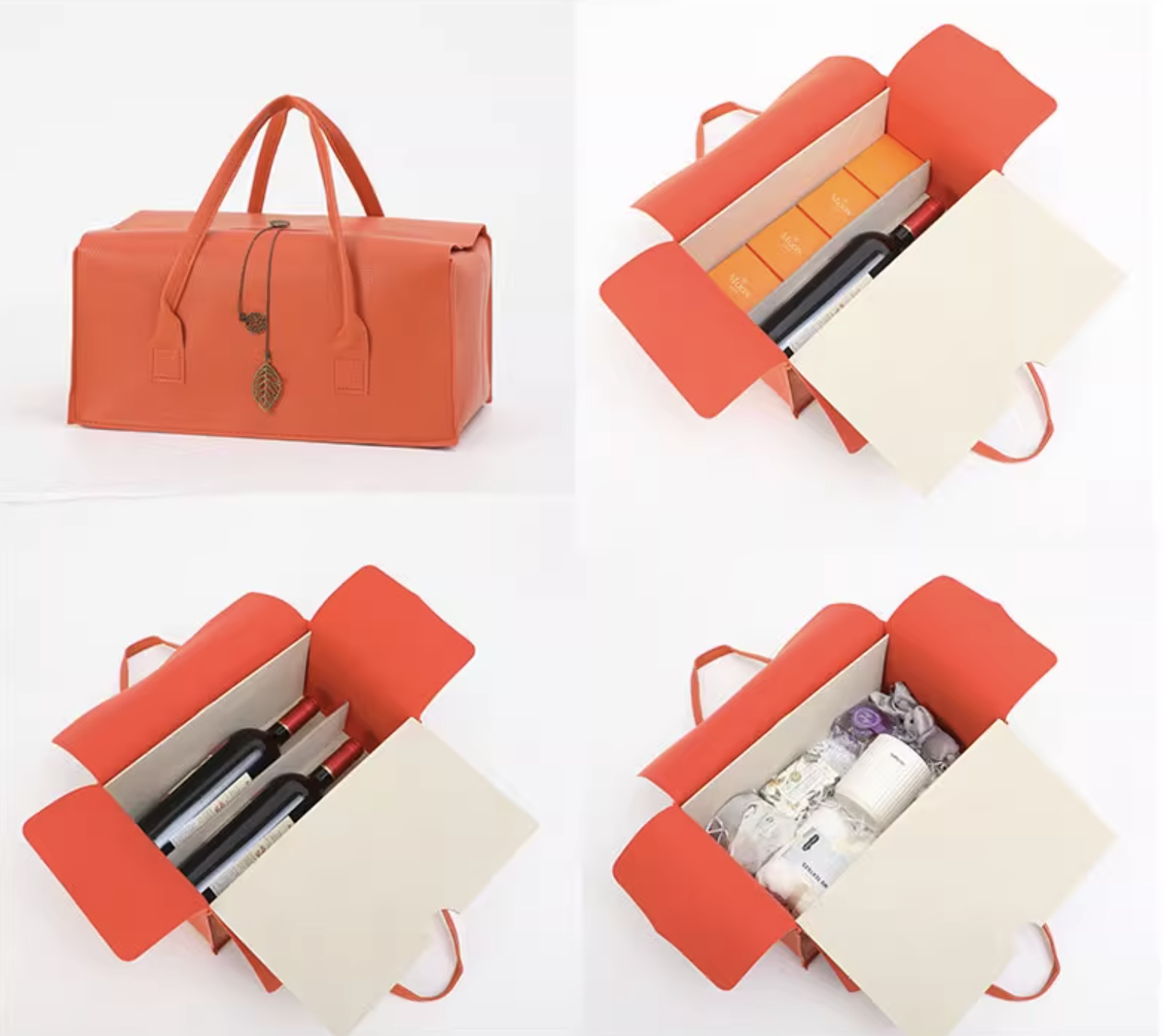 Rectangle PU Leather Bag with Handle - Dark Blue - Image 2