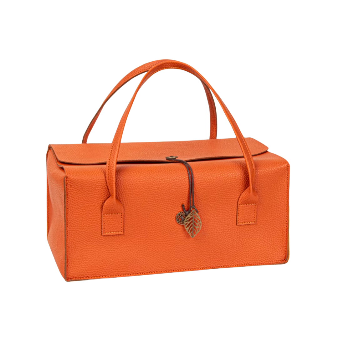 Elegant Faux Leather Wine Gift Box Orange