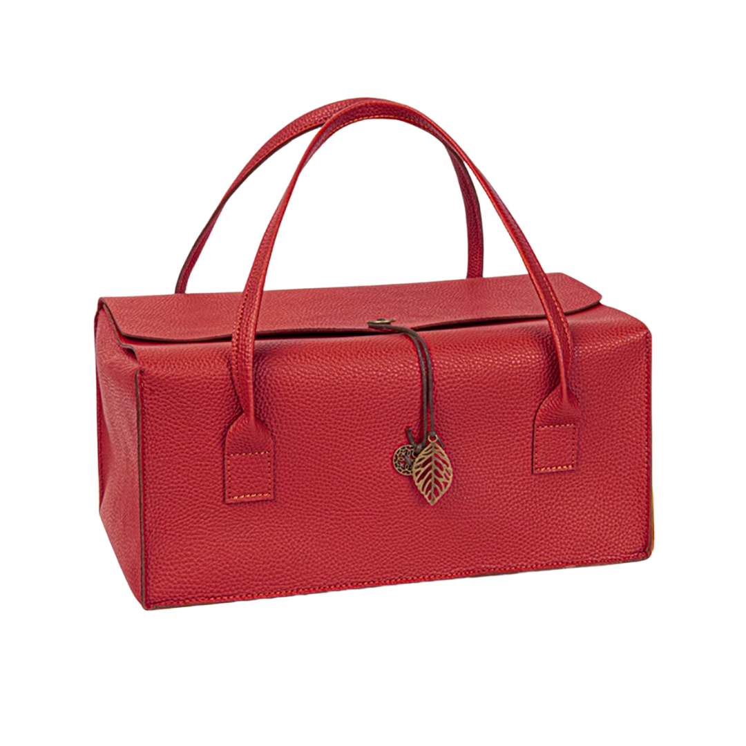 Elegant Faux Leather Wine Gift Box Red