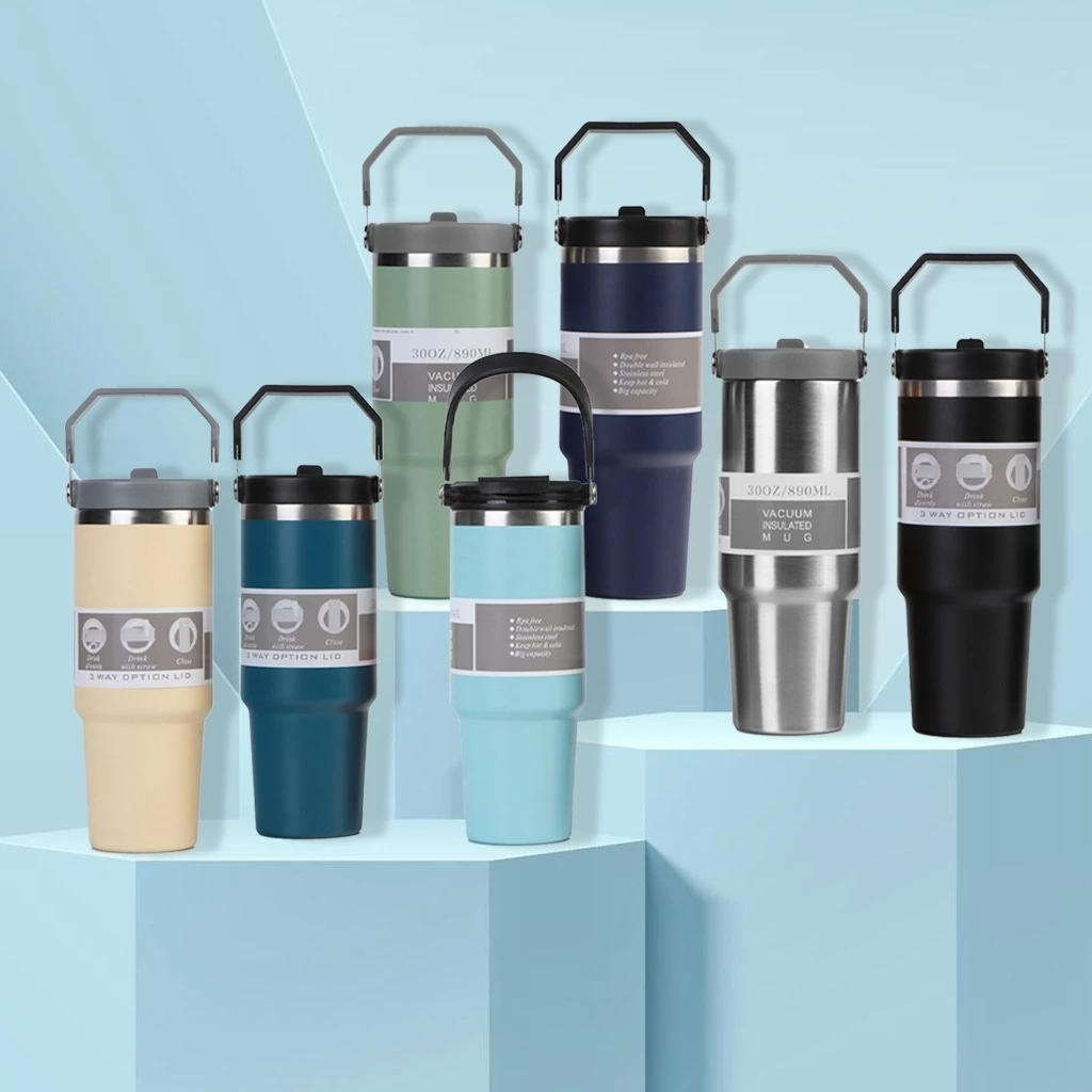 Stainless Steel Thermos Tumbler Mug with Handle 900ml