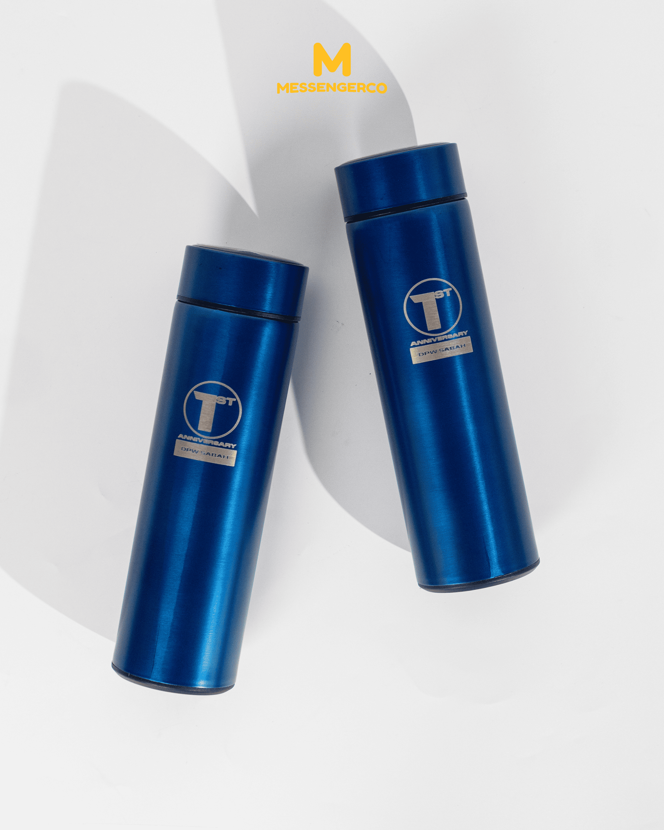 Blue Executive Gift Set – LED Flask, Cap & Custom Acrylic Keychain - Image 4