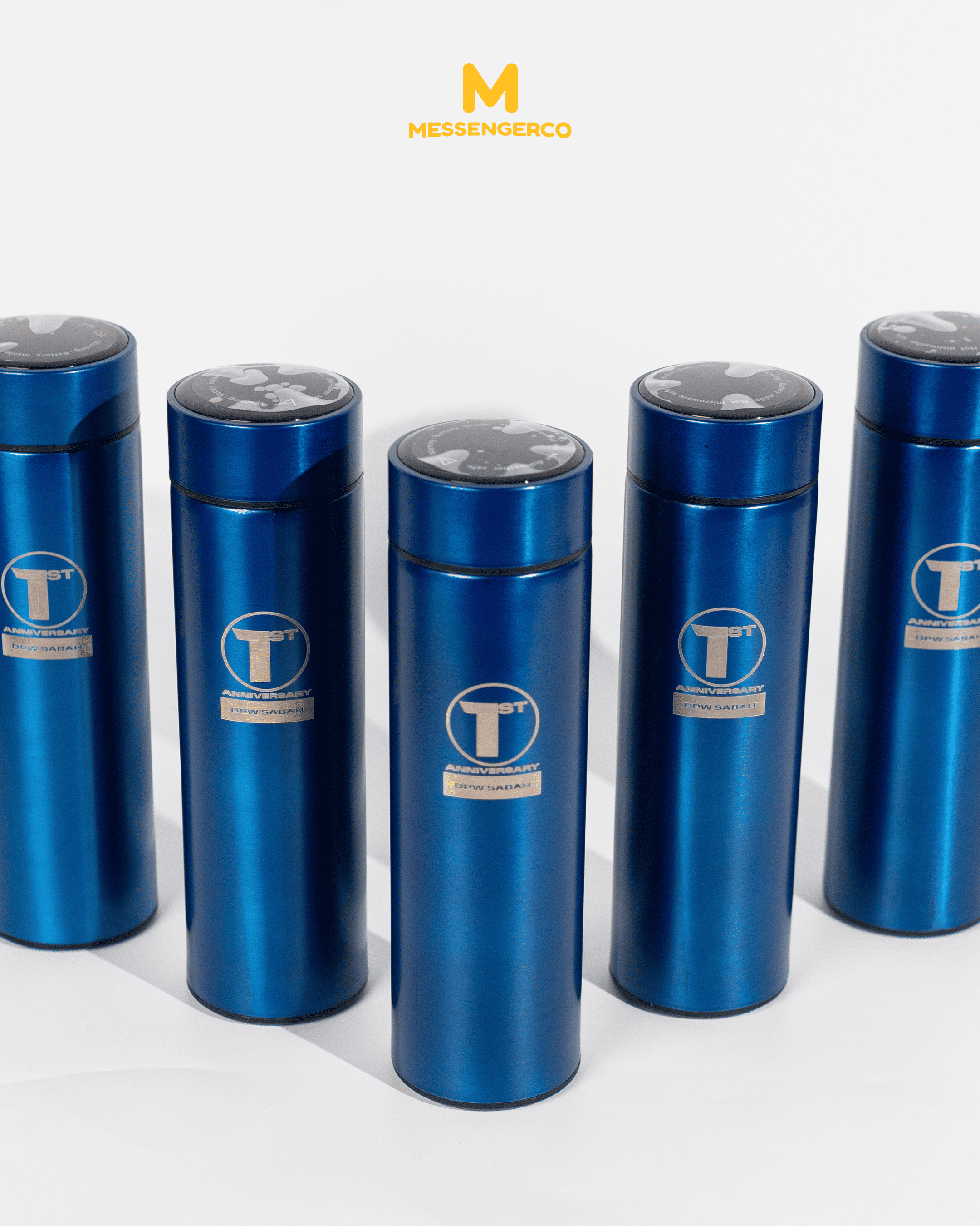 Blue Executive Gift Set – LED Flask, Cap & Custom Acrylic Keychain - Image 5