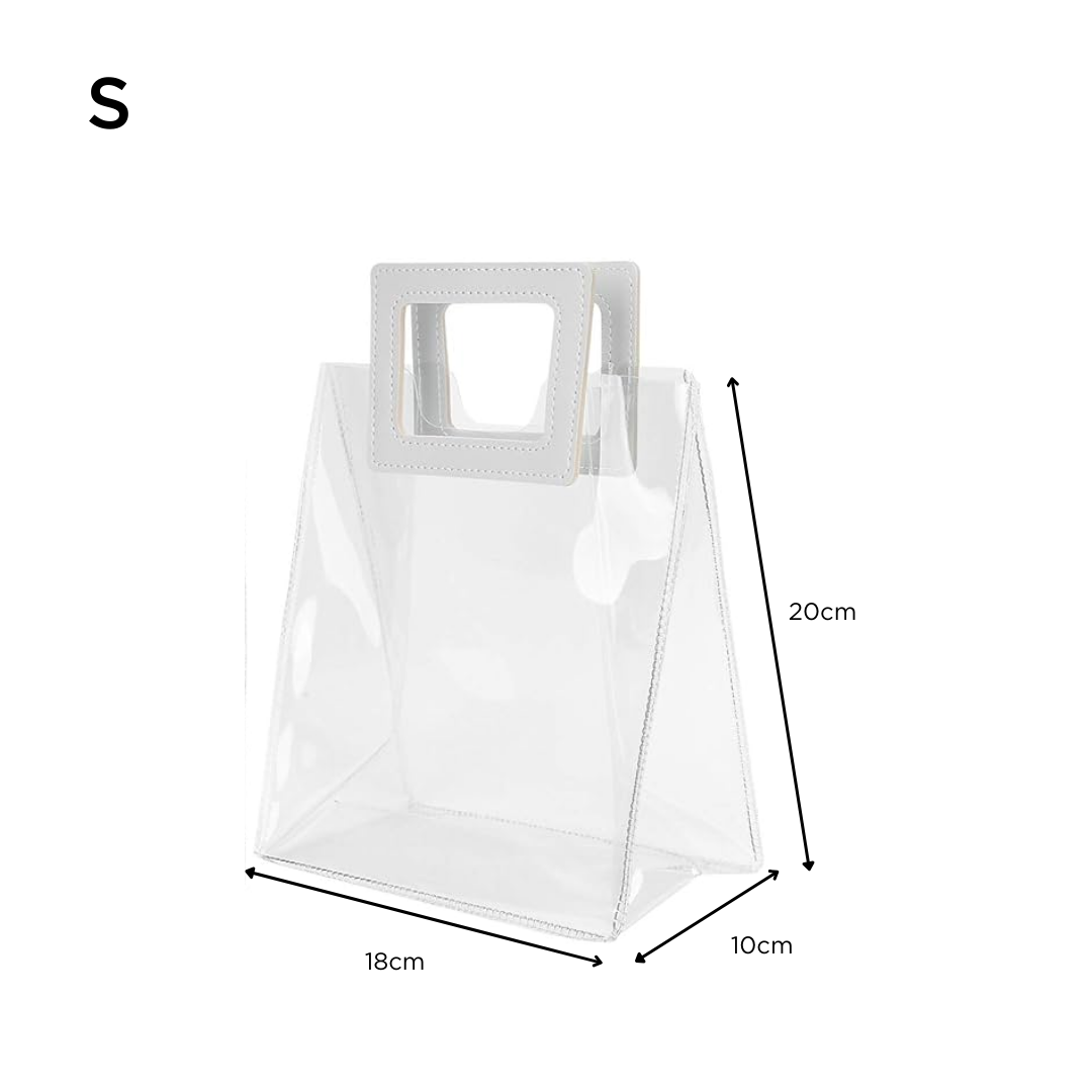 Transparent Gift Bag with PU Handle - S - (18cm x 20cm x 10cm)