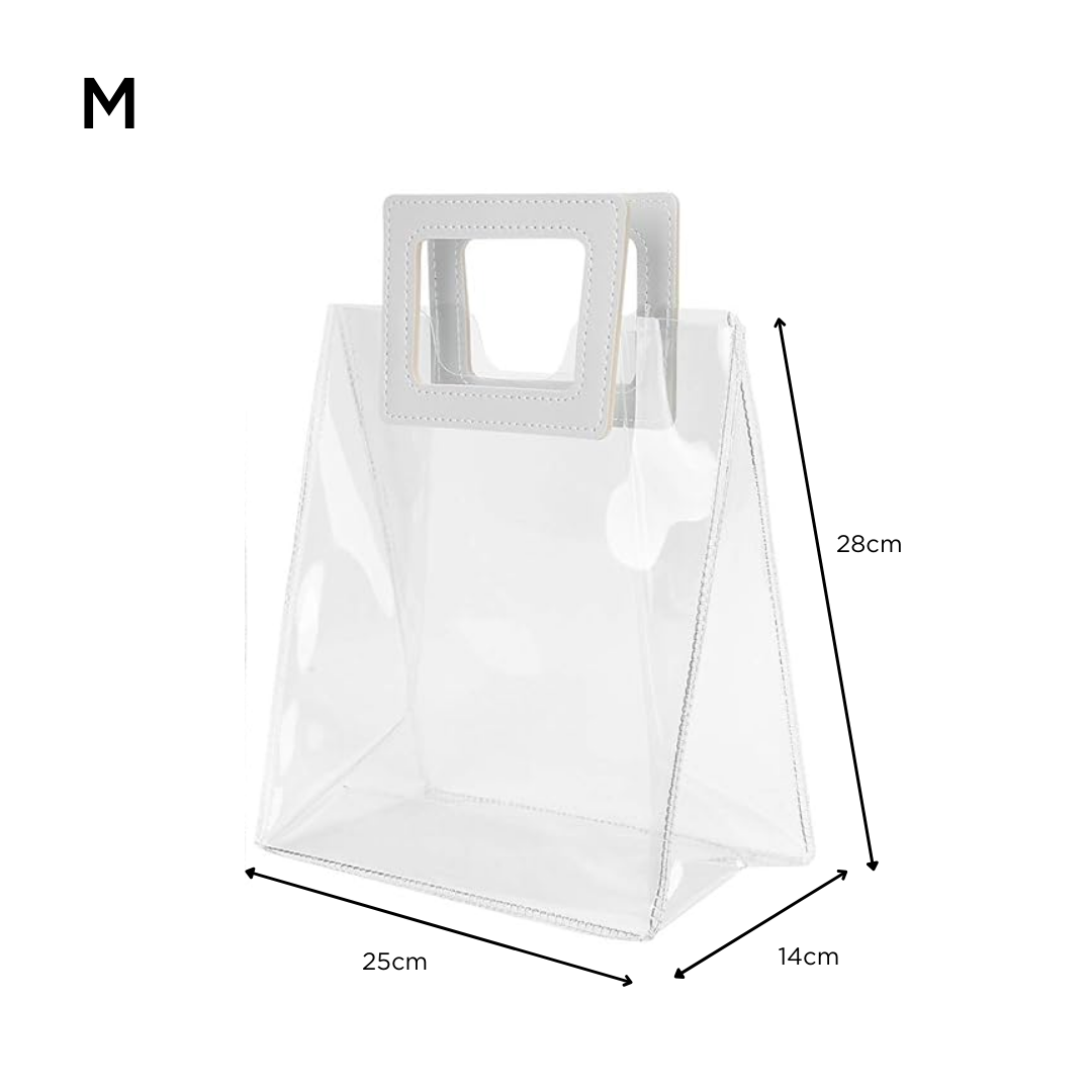 Transparent Gift Bag with PU Handle - M - (25cm x 28cm x 14cm)