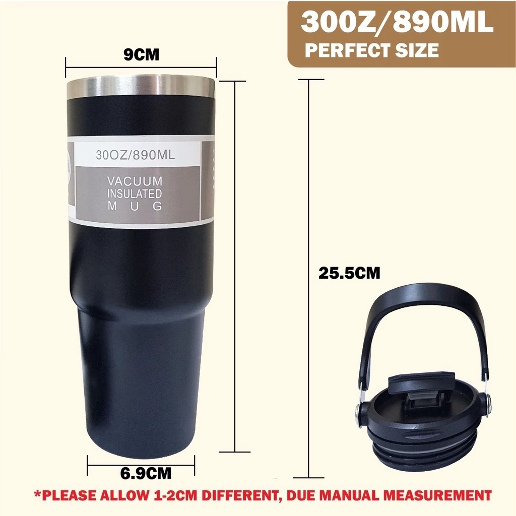 Stainless Steel Thermos Tumbler Mug with Handle 900ml