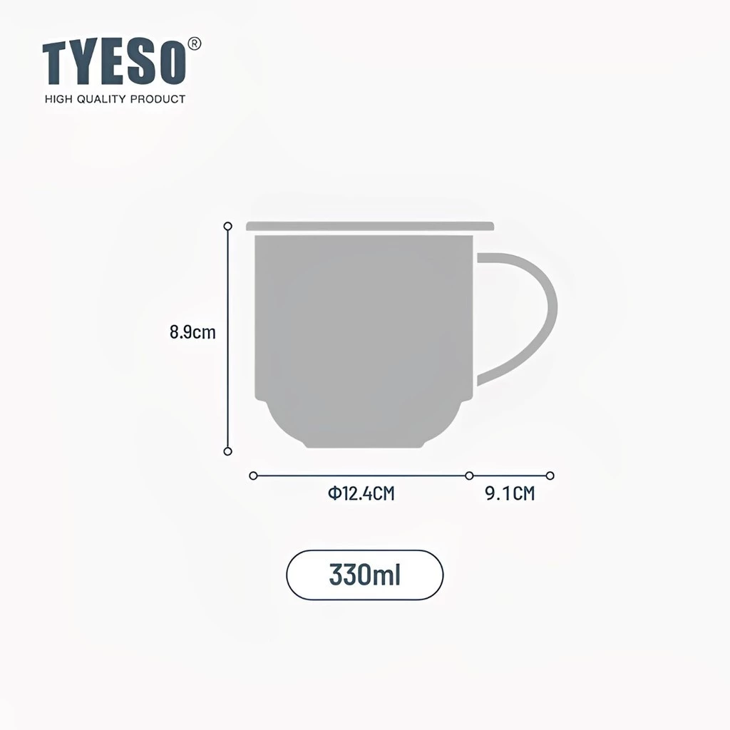 TYESO Stainless Steel Insulated Thermal Coffee Cup Mug (330ml) Black - Image 2