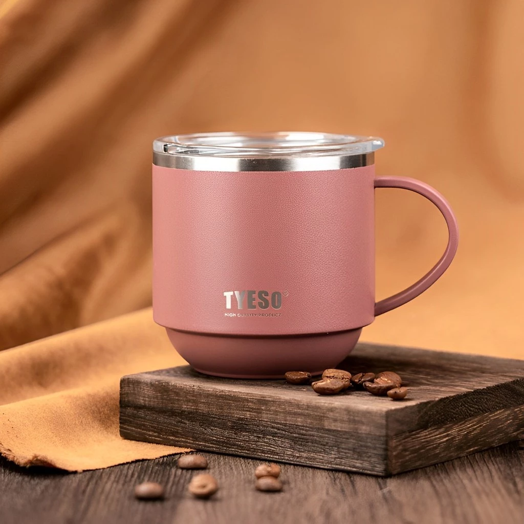 TYESO Stainless Steel Insulated Thermal Coffee Cup Mug (330ml) Black - Image 4