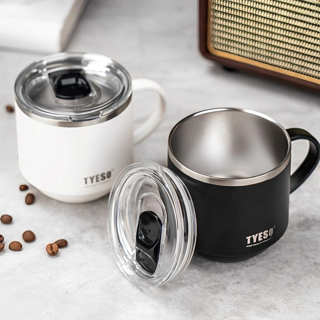 TYESO Stainless Steel Insulated Thermal Coffee Cup Mug (330ml) Black - Image 6